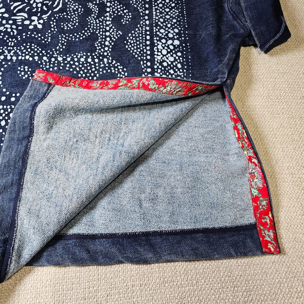 Free People Navy Blue Embroidered Scoop Neck Sweater with Red Accent - Picture 12 of 15